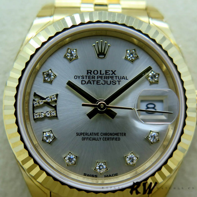 Rolex Datejust 279178 Silver Dial Diamond Yellow Gold 28mm Lady Replica Watch - QualitySwissReplica