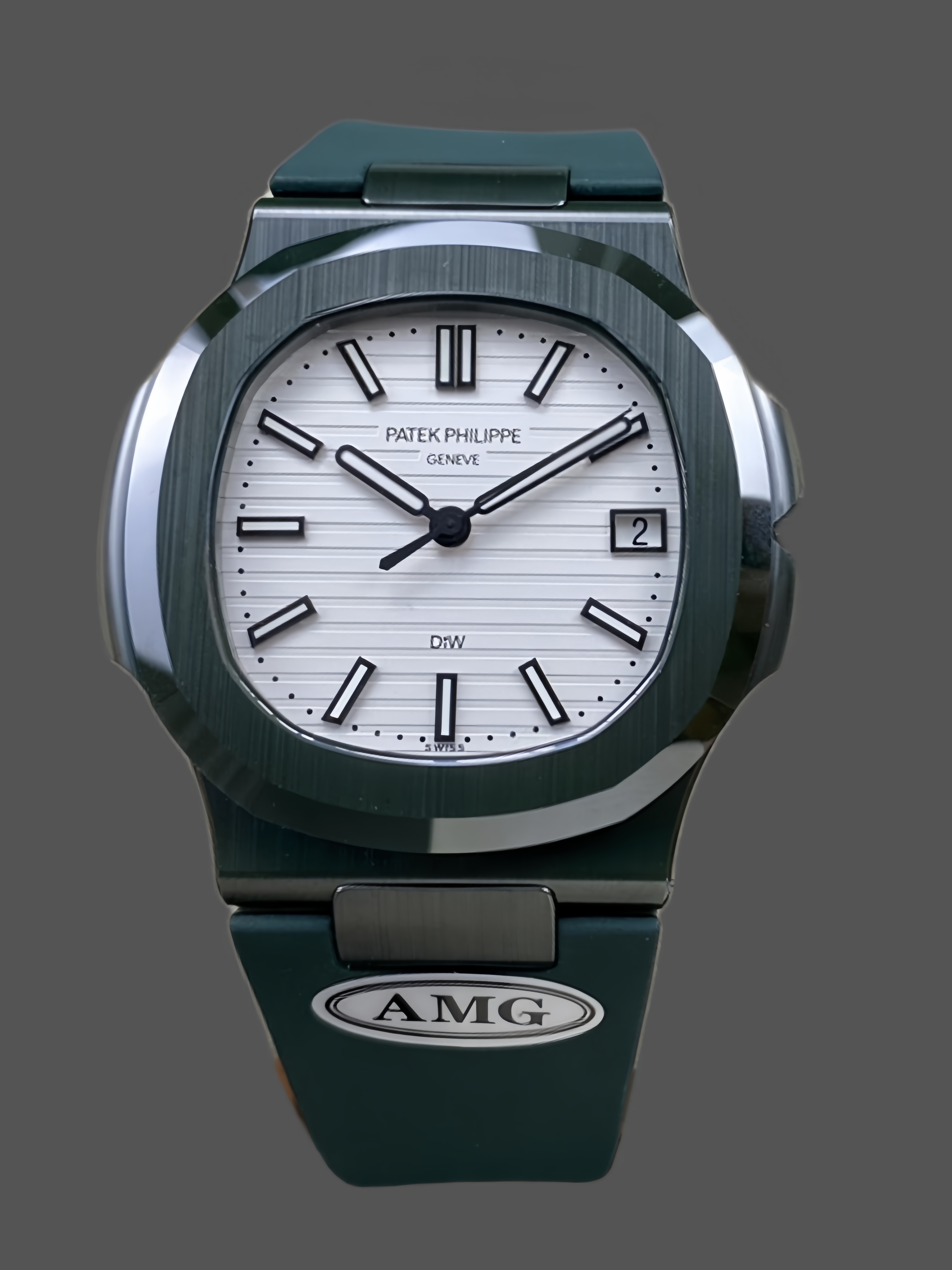 Patek Philippe Nautilus Green Rubber White Dial 5711 40MM Watch - QualitySwissReplica