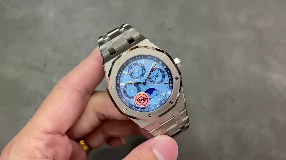 AP 26574PT.OO.1220PT.01 Royal Oak Replica Perpetual Calendar Ice Blue Platinum - QualitySwissReplica