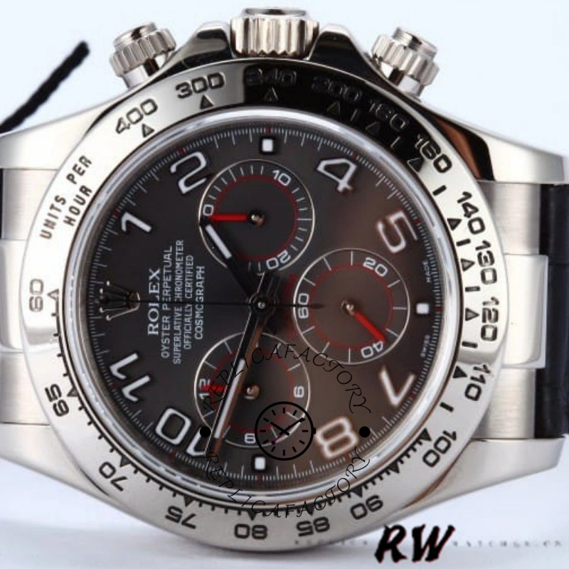Rolex Cosmograph Daytona 116519 Gray dial Black Leather Strap 40mm Mens Replica Watch - QualitySwissReplica