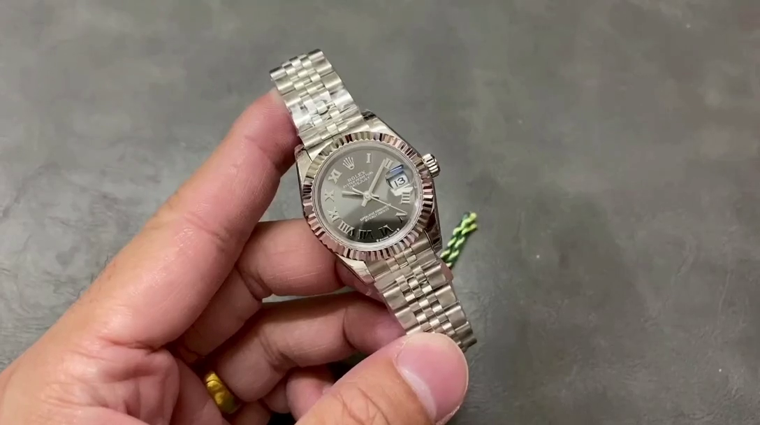 Rolex Datejust 279174 Stainless Steel Dark Grey Roman Dial 28mm Lady Replica Watch - QualitySwissReplica