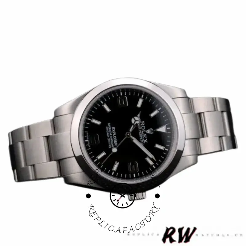 Rolex Explorer 42002 Stainless Steel Black Dial 39MM Mens Replica Watch - QualitySwissReplica