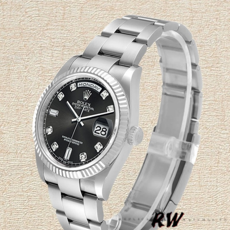 Rolex Day-Date 118239 Black Diamonds Dial 36mm Unisex Replica Watch - QualitySwissReplica