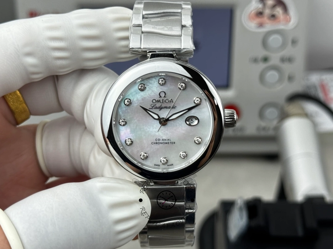 1:1 Clone Omega De Ville Lady Matic 34 MOP Dial 425.30.34.20.55.002 - QualitySwissReplica