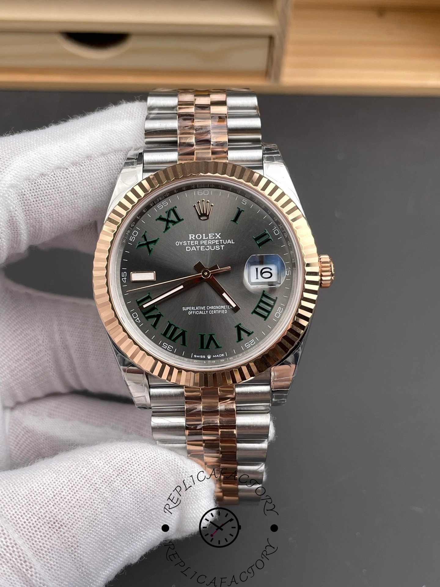 Rolex Datejust 41 Everose Gold Oystersteel Grey Dial m126331 0016 - QualitySwissReplica