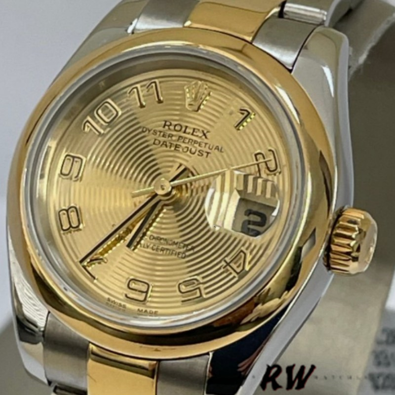 Rolex Datejust 179163 Concentric Circle Champagne Dial Domed Dezel 26MM Lady Replica Watch - QualitySwissReplica