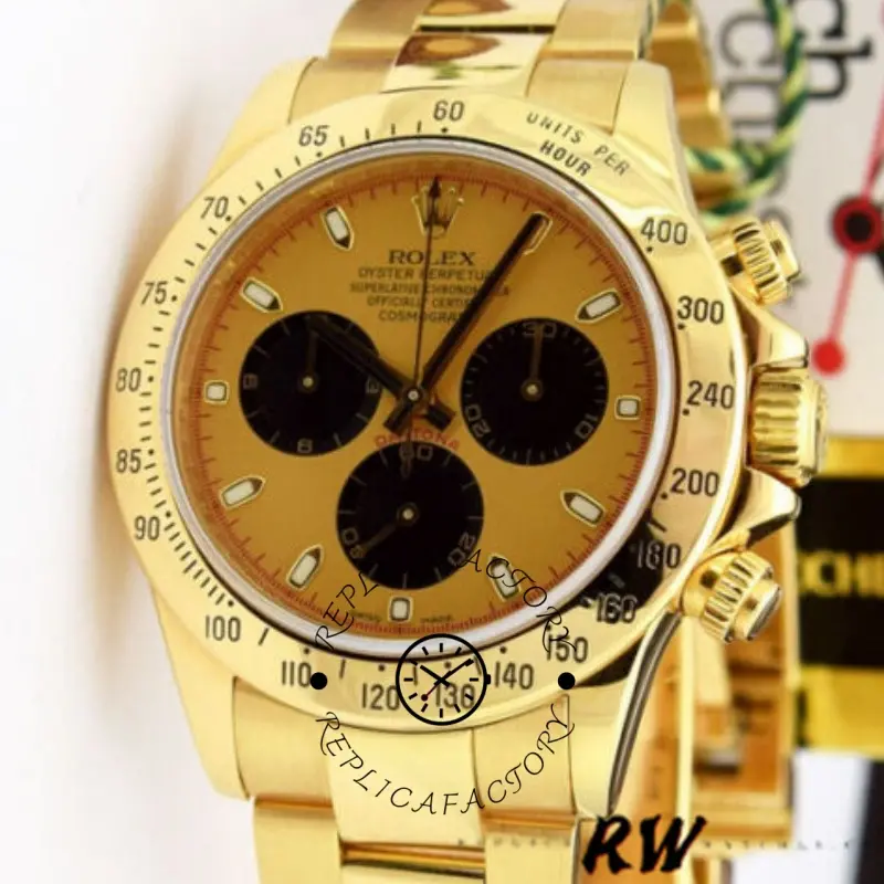 Rolex Daytona 116528 Yellow Gold Champagne Dial 40mm Mens Replica Watch - QualitySwissReplica