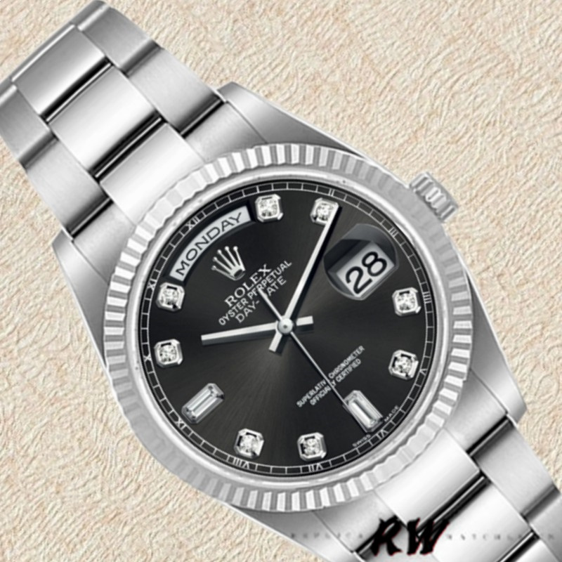 Rolex Day-Date 118239 Black Diamonds Dial 36mm Unisex Replica Watch - QualitySwissReplica