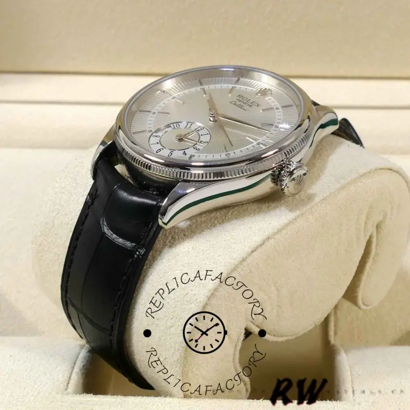 Rolex Cellini Dual Time 50529 Silver Dial 39mm Mens Replica Watch - QualitySwissReplica
