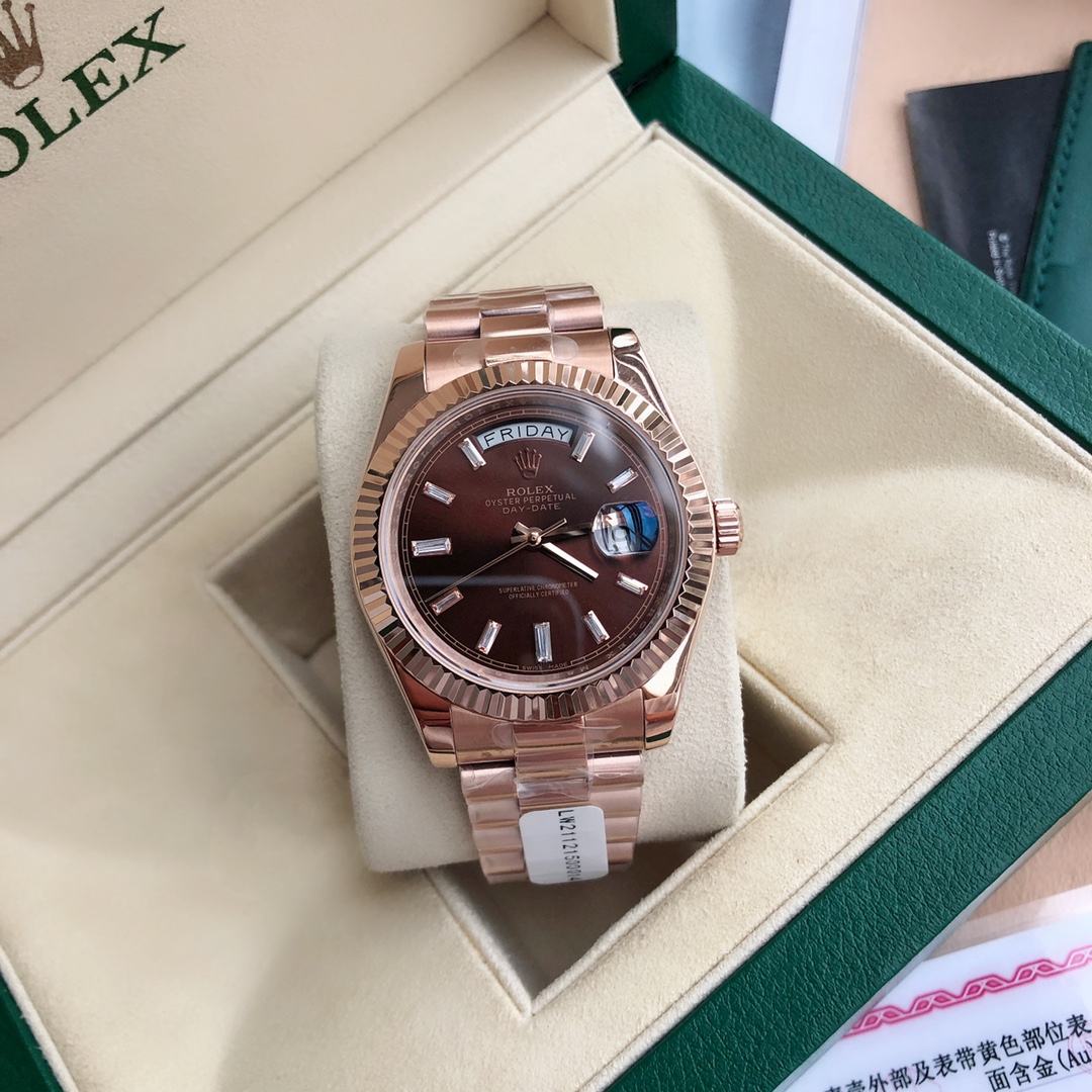 Rolex Day-Date 118235 Everose Gold Case Chocolate Dial 36mm Unisex Replica Watch - QualitySwissReplica