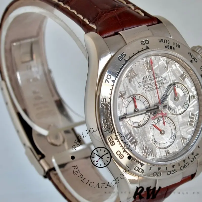 Rolex Daytona 116519 Brown Leather strap Meteorite Dial 40mm Mens Replica Watch - QualitySwissReplica