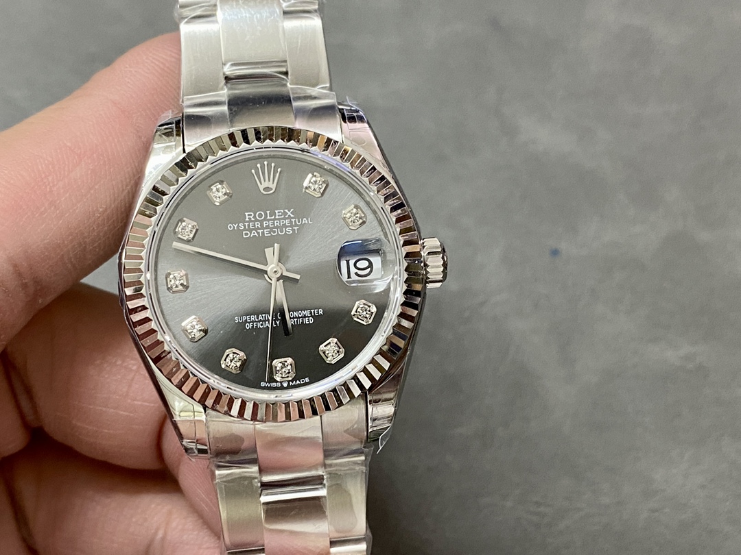 Rolex Datejust 31 Grey Diamond Dial Fluted Bezel 278274 Women's Watch - QualitySwissReplica