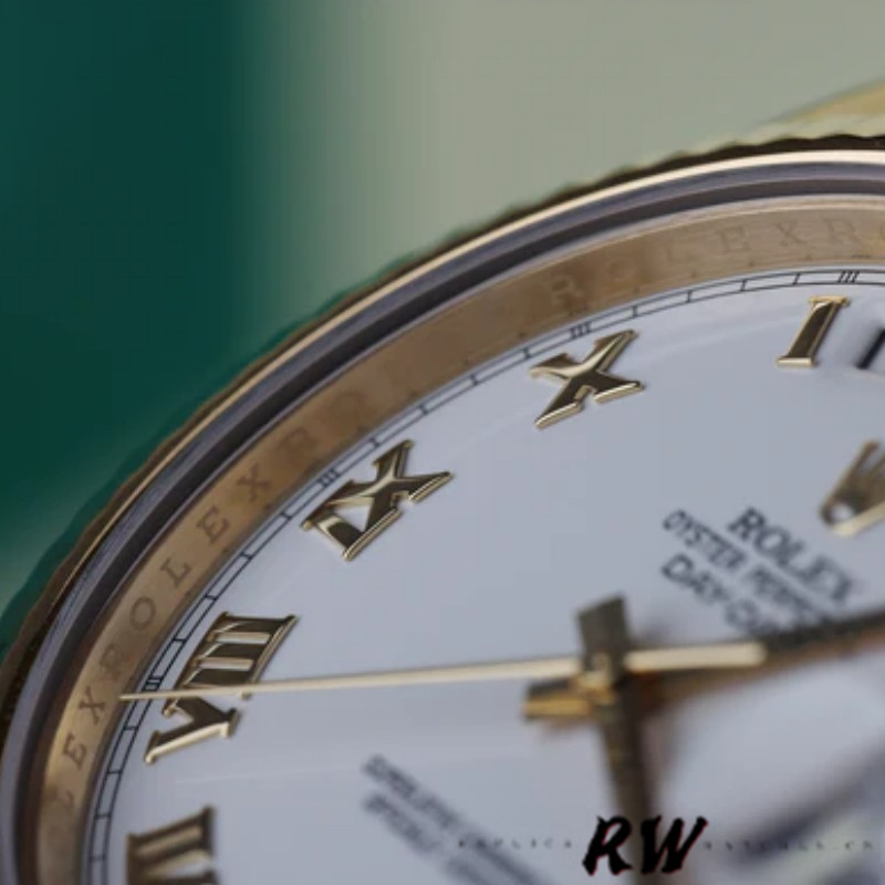 Rolex Day-Date 218238 White Roman Numeral Dial Yellow Gold 41MM Mens Replica Watch - QualitySwissReplica