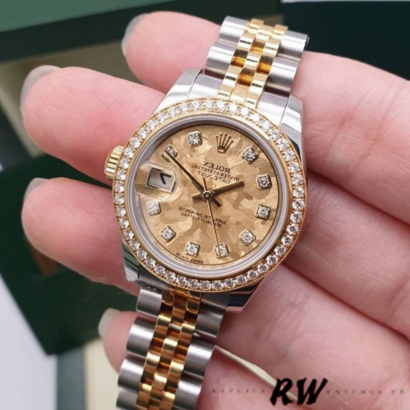 Rolex Datejust 179383 Crystal Gold Dust Champagne Dial 26MM Lady Replica Watch - QualitySwissReplica