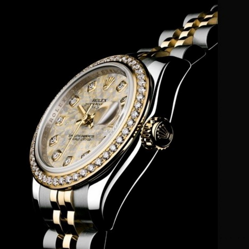 Rolex Datejust 179383 Jubilee Crystal Grey and Champagne Dial 26MM Lady Replica Watch - QualitySwissReplica