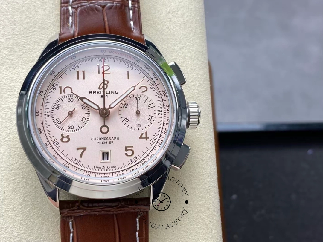Breitling Premier B01 Chronograph 42 Automatic AB0145211G1P2 Replica Silver Dial - QualitySwissReplica