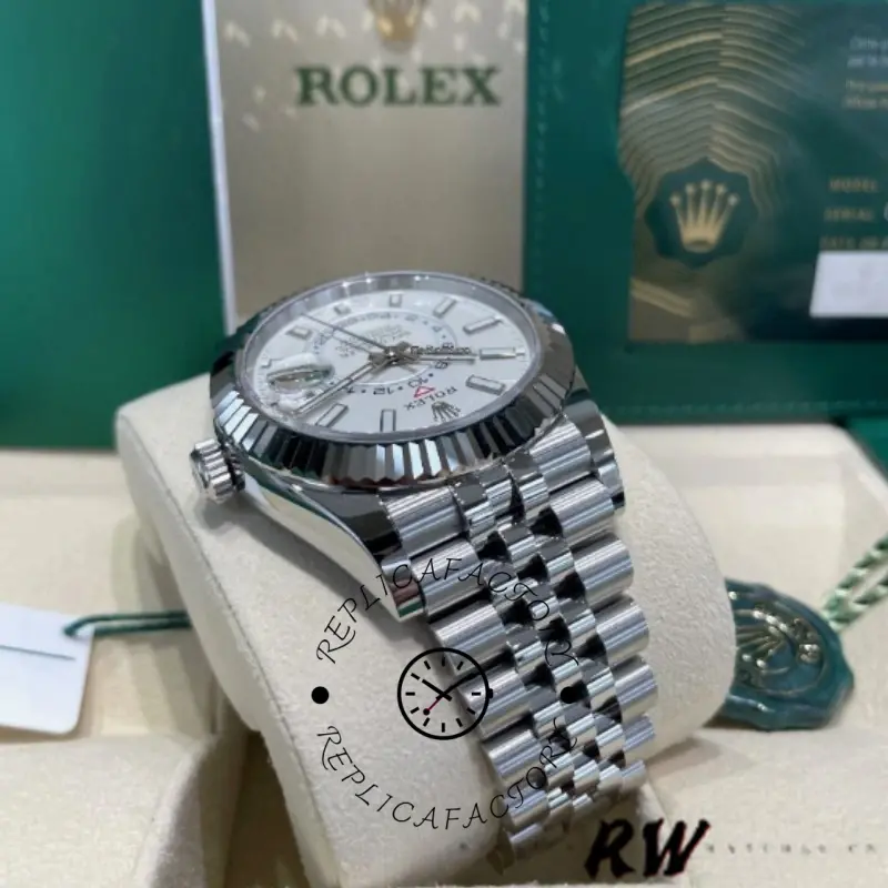 Rolex Sky-Dweller 326934 Fluted Bezel White Dial 42MM Replica Watch - QualitySwissReplica