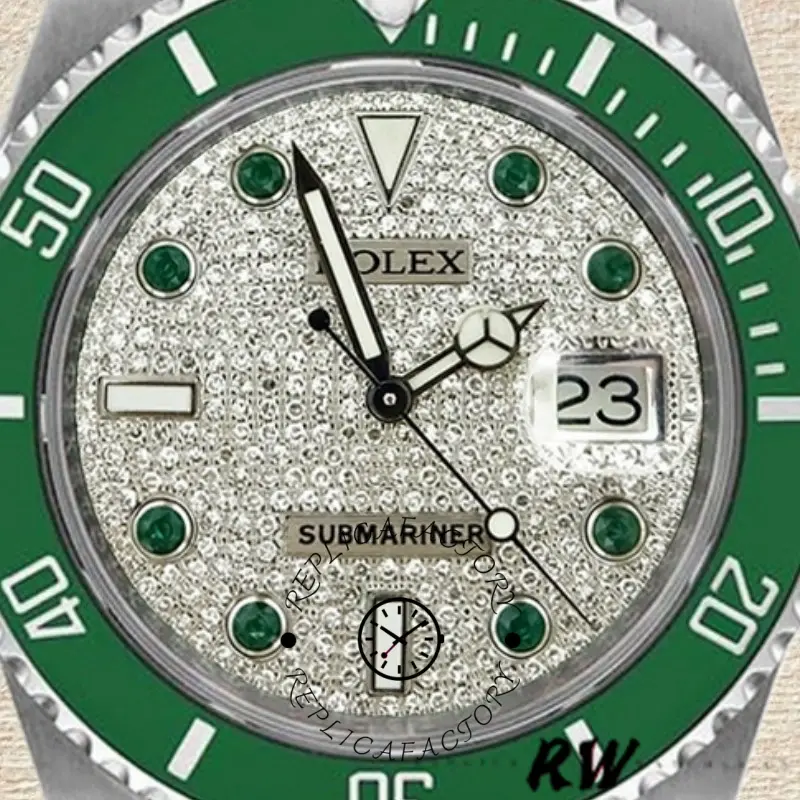 Rolex Submariner 116610 Diamond Paved Dial Automatic 40mm Mens Replica Watch - QualitySwissReplica