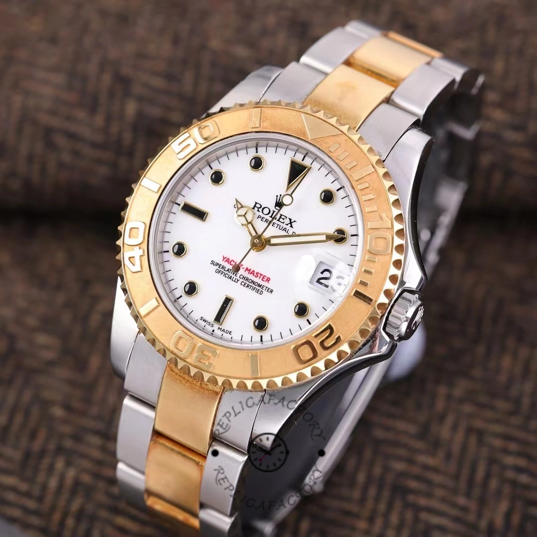 Rolex Yacht-Master 168623 Steel Yellow Gold White Dial 35MM Unisex Replica Watch - QualitySwissReplica