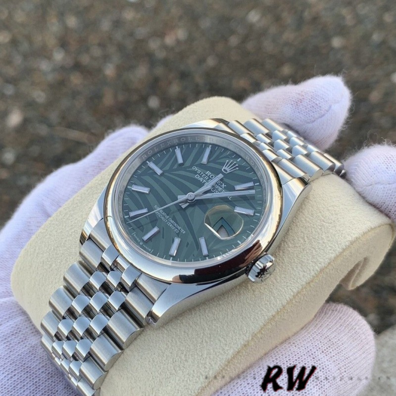 Rolex Datejust 126200 Olive Green Palm Motif Dial 36MM Unisex Replica Watch - QualitySwissReplica