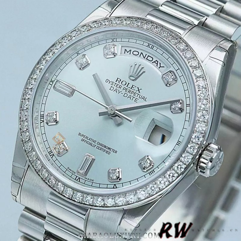 Rolex Day Date 118346 Ice Blue Dial 36mm Unisex Replica Watch - QualitySwissReplica