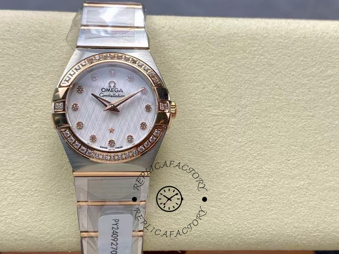 Omega Constellation Quartz 123.20.27.60.52.002 Diamonds Bezel Clone - QualitySwissReplica