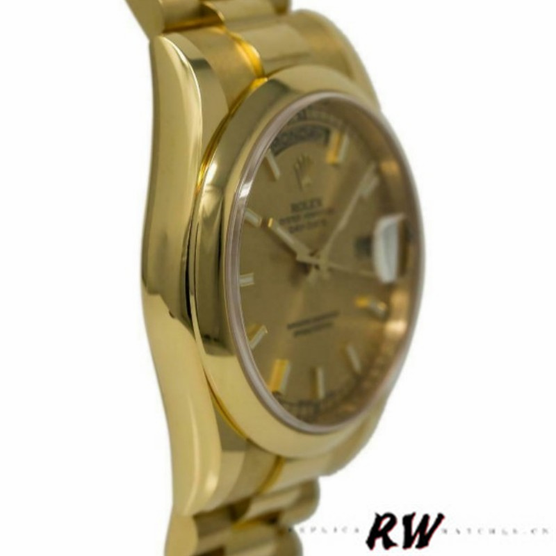 Rolex Day-Date 118208 Yellow Gold Champagne Dial 36mm Unisex Replica Watch - QualitySwissReplica