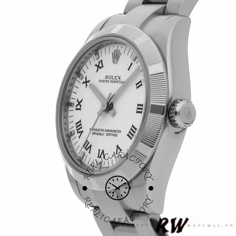 Rolex Oyster Perpetual 177210 Stainless Steel White Roman Dial 31mm Lady Replica Watch - QualitySwissReplica