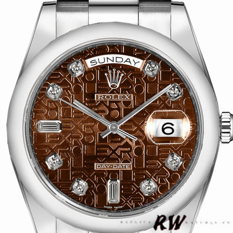 Rolex Day-Date 118209 White Gold Jubilee Chocolate Brown Dial 36mm Unisex Replica Watch - QualitySwissReplica