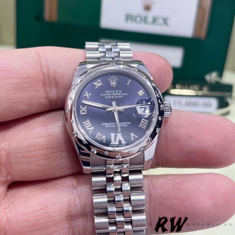 Rolex Datejust 178344 Stainless Steel Blue Dial Diamonds 31MM Lady Replica Watch - QualitySwissReplica