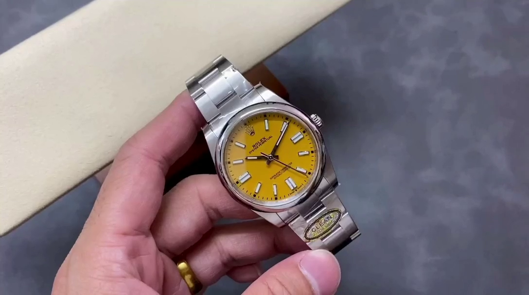 Rolex Oyster Perpetual Yellow Dial Oystersteel 124300 0004 - QualitySwissReplica