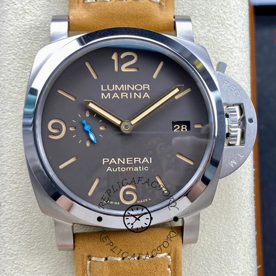 Panerai PAM01351 3 Days Titanium 1:1 Clone Luminor Marina Brown Leather Strap - QualitySwissReplica